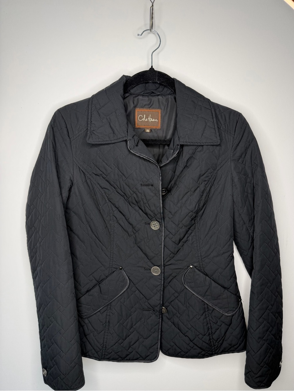 Club Monaco Black Quilted Button-Front Puffer Blazer
